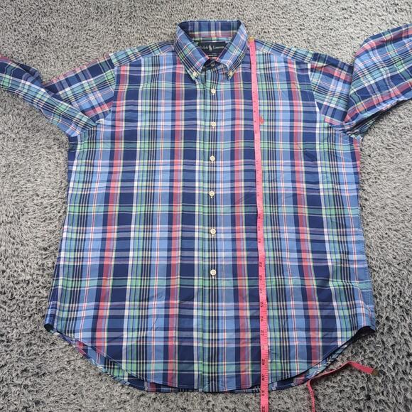 Polo Ralph Lauren Shirt Adult Large Blue Red Preppy Casual Work Plaid Classic - Picture 4 of 6